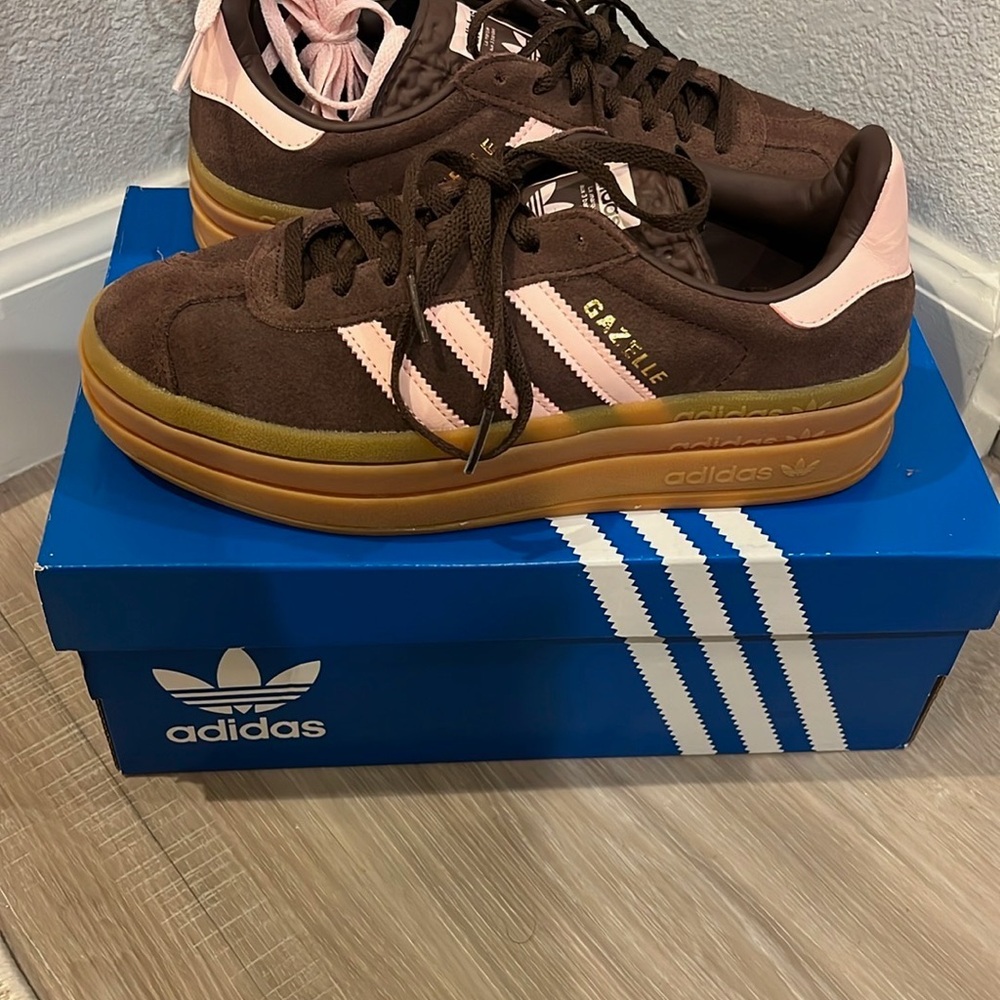 Adidas Gazelle Brown and Pink Platform Sneakers